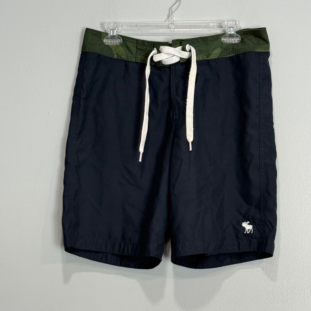 Abercrombie & Fitch Mens Swim Trunks Navy Blue Camo Waistband Medium 110710